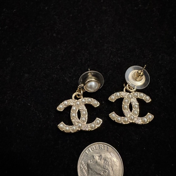 CHANEL Jewelry - CHANEL Gold and White Pearl Earrings